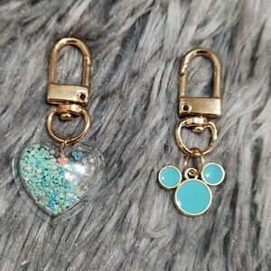 Gold and Turquoise Charm Keychain Set
